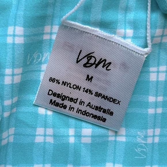 🆕 NWT REVOLVE Bikini REVERSIBLE PAISLEY CHECK VDM PASTEL MINT BLUE STRING - Picture 9 of 15